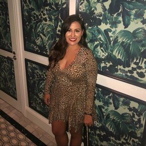 H&M divided wrap cheetah print dress size 8